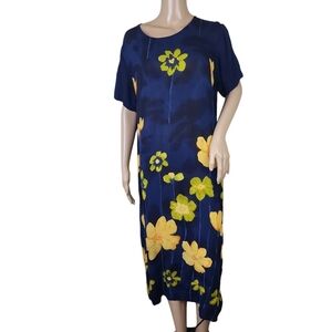 Vintage Floral Orange Lightweight Midi Dress